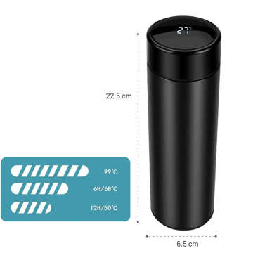 Термокружка термос Smart Bottle LED Water bottle 500ml Black Щітка для миття