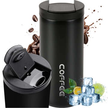 Термос термокружка пляшка для води 400мл для кави чаю йерба мате Alogy Steel Black