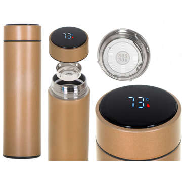 Термочашка Smart thermos bottle LED bottle 500ml bottle sensor temperature Gold