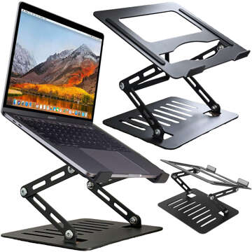 Тримач для ноутбука Macbook Tablet 17" stand stand складаний регульований алюміній для столу 25 x 21.5cm Alogy Graphite