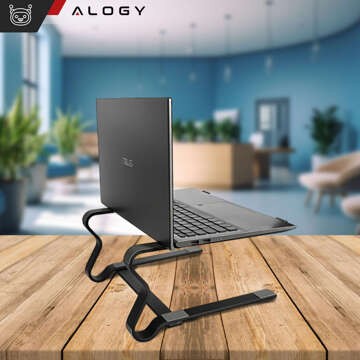 Тримач для ноутбука Macbook tablet 18" stand stand складаний регульований алюміній для столу 25 x 26cm Alogy Black