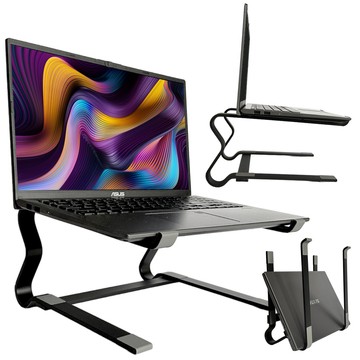 Тримач для ноутбука Macbook tablet 18" stand stand складаний регульований алюміній для столу 25 x 26cm Alogy Black