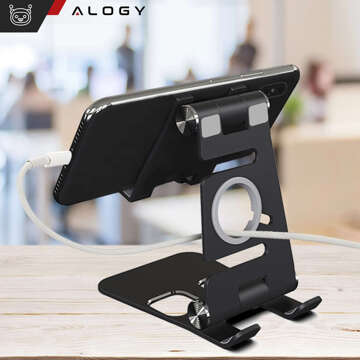 Тримач для телефону Smartwatch Tablet 11 Stand Desk Stand Desktop Solid Foldable for Alogy Tablet Phone Black