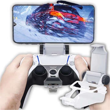 Тримач телефону для геймпада для Sony PlayStation 5 PS5 DualSense Clip mount Білий