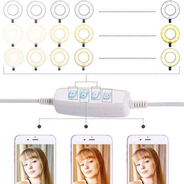 Фотографічний світлодіодний кільцевий ліхтар для селфі. Тримач телефону Alogy Білий