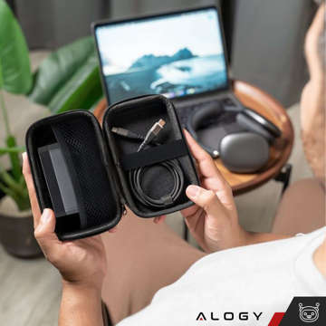 Чохол великий коробка на блискавці Alogy Protect чехол універсальний для аксесуарів навушники кабель зарядний Чорний