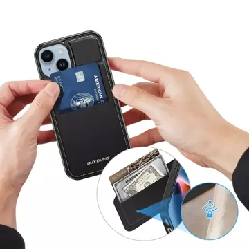 Чохол-гаманець 3в1 з підставкою для iPhone 15 MagSafe RFID блокування Dux Ducis Rafi Mag - чорний