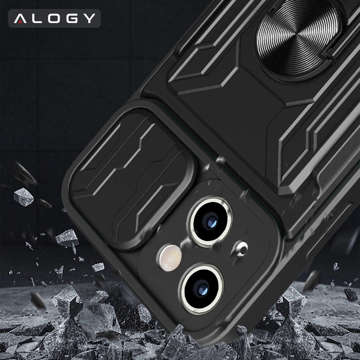 Чохол-гаманець Alogy Camshield Stand Ring Wallet Case із захистом камери та слотом для картки для Apple iPhone 14, чорне скло