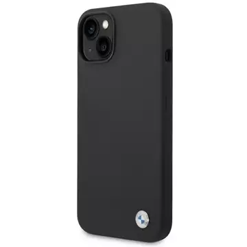 Чохол для телефону BMW BMHCP14MSILBK для Apple iPhone 14 Plus 6.7" чорний/чорний силіконовий металевий логотип