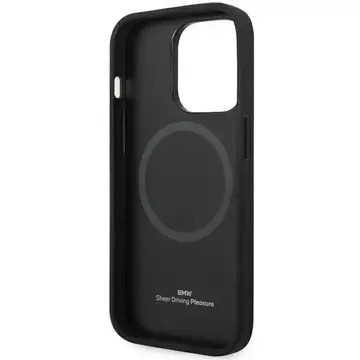 Чохол для телефону BMW BMHMP14L22RFGK для Apple iPhone 14 Pro 6.1" black/black Leather Diamond Pattern MagSafe