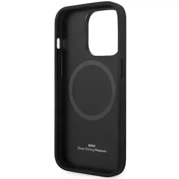 Чохол для телефону BMW BMHMP14X22RFGK для Apple iPhone 14 Pro Max 6.7" black/black Leather Diamond Pattern MagSafe