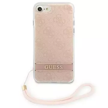 Чохол для телефону Guess для iPhone SE 2022 / SE 2020 / 7/ 8 рожевий/рожевий твердий чохол 4G Print Strap