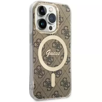 Чохол для телефону Guess GUHMP14LH4STW для Apple iPhone 14 Pro 6.1" коричневий/коричневий hardcase 4G MagSafe