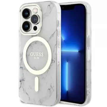 Чохол для телефону Guess GUHMP14LPCUMAH для Apple iPhone 14 Pro 6.1" white/white hardcase Marble MagSafe