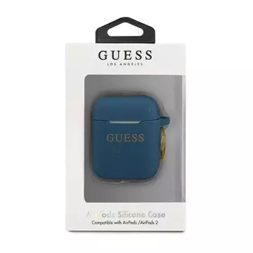 Чохол для AirPods Guess GUACCSILGLBL niebieski/синій Силіконовий блиск