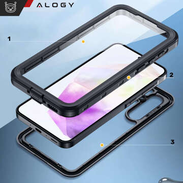 Чохол для Samsung Galaxy A35 5G Armored Waterproof IP68 360 Armor Case Built-in Glass Alogy Black