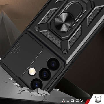 Чохол для Samsung Galaxy S23 FE Armored Slide Case Ring Housing Camera Protection Camshield Alogy Black Glass