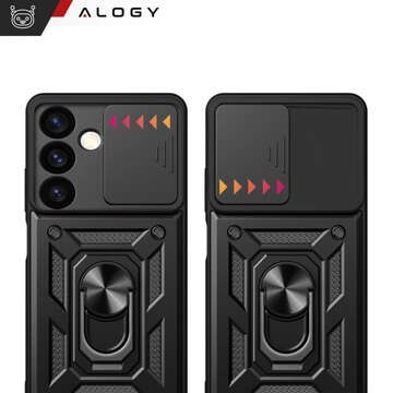 Чохол для Samsung Galaxy S24 Armored Slide Case Ring Housing Camera Protection Camshield Alogy Black Glass