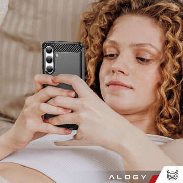 Чохол для Samsung Galaxy S24 Plus броньована задня телефонна кришка чохол Alogy Carbon Silicone black