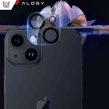 Чохол для iPhone 14 комплект 4 скла 5в1 броньовані 360 Alogy Hybrid 2х скло екрану 2х лінза чорні-прозорі