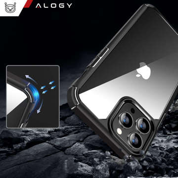Чохол для iPhone 14 Pro комплект 4 скла 5в1 броньовані 360 Alogy Hybrid 2х скло екрану 2х лінза чорні-прозорі