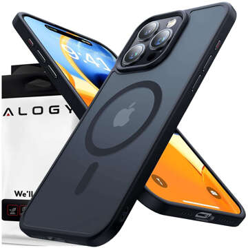 Чохол для iPhone 15 Pro MagSafe Matt Case Cover Matte Alogy Ring Armored Phone Case Black Glass