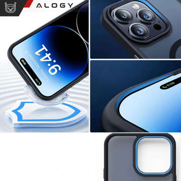 Чохол для iPhone 15 Pro Max MagSafe Matt Case Cover Matte Alogy Ring Armored Phone Case Black Glass