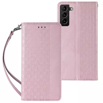 Чохол з магнітним ремінцем для Samsung Galaxy S22 Ultra Pouch Wallet mini Lanyard Pendant Pink