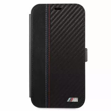 Чохол BMW BMFLBKP12SMCARBK для iPhone 12 mini 5.4" book M Collection PU Carbon Stripe black/black