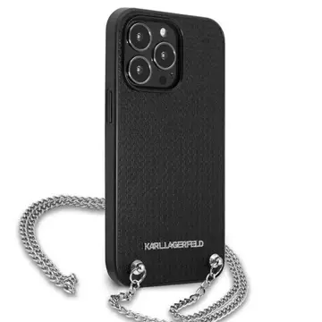 Чохол Etui Karl Lagerfeld KLHCP13LPMK для iPhone 13 Pro / 13 6,1" Hardcase Leather Textured and Chain