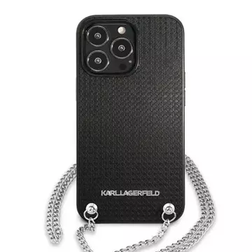 Чохол Etui Karl Lagerfeld KLHCP13LPMK для iPhone 13 Pro / 13 6,1" Hardcase Leather Textured and Chain