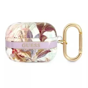 Чохол Guess GUAPHHFLU AirPods Pro fioletowy/purple Flower Strap Collection