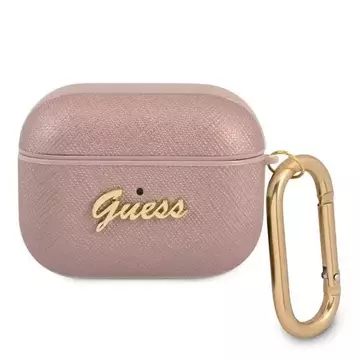 Чохол Guess GUAPSASMP AirPods Pro różowy/рожевий Saffiano Script Metal Collection