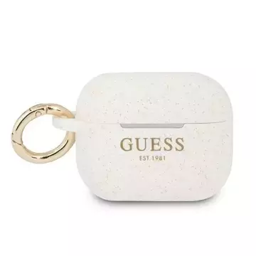 Чохол Guess GUAPSGGEH AirPods Pro biały/white Silicone Glitter