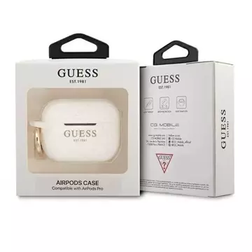 Чохол Guess GUAPSGGEH AirPods Pro biały/white Silicone Glitter