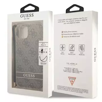 Чохол Guess GUOHCP14SH4STW для Apple iPhone 14 6.1" коричневий/коричневий твердий чохол 4G Print Strap