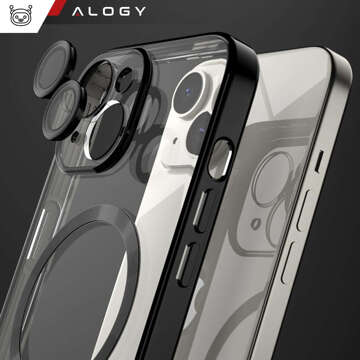 Чохол MagSafe для iPhone 15 Glamour Luxury Cover Slim Ring Alogy Black Transparent Glass