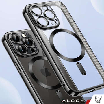 Чохол MagSafe для iPhone 15 Pro Glamour Luxury Slim Ring Alogy Black Transparent