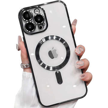 Чохол MagSafe для iPhone 15 Pro Max Glamour Luxury Slim Ring Alogy Black Transparent