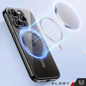 Чохол MagSafe для iPhone 15 Pro Max Glamour Luxury Slim Ring Alogy Black Transparent