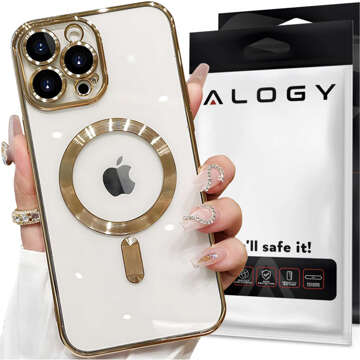 Чохол MagSafe для iPhone 15 Pro Max Glamour Luxury Slim Ring Cover Alogy Gold Clear Glass