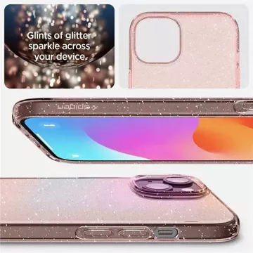 Чохол Spigen Liquid Crystal Glitter для Apple iPhone 15 - рожево-прозорий