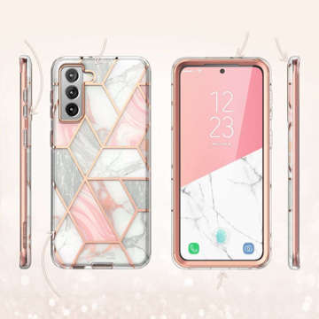 Чохол Supcase Cosmo Samsung Galaxy S21 FE Marble Pink із захистом екрану