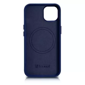 Чохол iCarer Case Leather Genuine Leather Phone Case для iPhone 14 Plus Blue (сумісний з MagSafe)