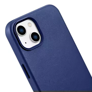 Чохол iCarer Case Leather Genuine Leather Phone Case для iPhone 14 Plus Blue (сумісний з MagSafe)