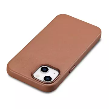 Чохол iCarer Case Leather case cover для iPhone 14 Plus коричневий (сумісний з MagSafe)