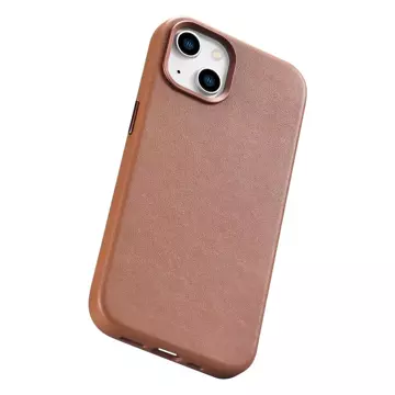 Чохол iCarer Case Leather case cover для iPhone 14 Plus коричневий (сумісний з MagSafe)