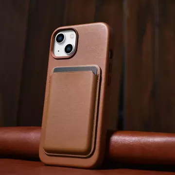 Чохол iCarer Case Leather case cover для iPhone 14 Plus коричневий (сумісний з MagSafe)