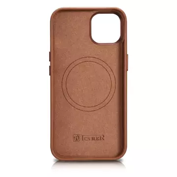 Чохол iCarer Case Leather case cover для iPhone 14 Plus коричневий (сумісний з MagSafe)