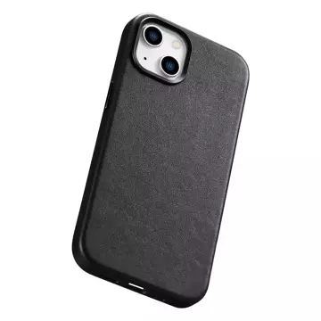 Чохол iCarer Case Leather cover для iPhone 14 Plus натуральна шкіра чорний (сумісний з MagSafe)